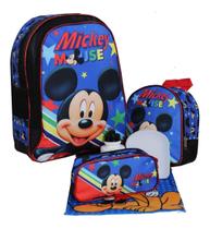 Kit Mochila Mickey T3 Infantil Aulas Costas