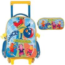 Kit Mochila Mochilete Backyardigans Infantil Escolar Rodinhas Tamanho M Com Estojo Duplo