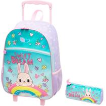 Kit Mochila Mochilete Coelhinha Escolar Infantil Rodinhas G