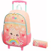 Kit Mochila Mochilete Gatinha Escolar Rodinhas G Com Estojo Kit Mochila Mochilete Gatinha Escolar Rodinhas G Com Estojo