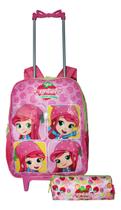 Kit Mochila Moranguinho Rodinhas Infantil Feminina Estojo G