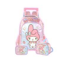 Kit Mochila My Melody Rodas Lancheira E Estojo Box Escolar