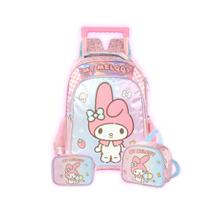 Kit Mochila My Melody Rodas Lancheira E Estojo Box Escolar