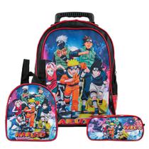 Kit Mochila Naruto com Rodinhas + Lancheira Térmica + Estojo Escolar Kit Mochila Naruto com Rodinhas + Lancheira Térmica + Estojo Escolar