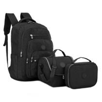 Kit Mochila Notebook Escolar Reforçada Estojo Lancheira Alça Transversal Bolsa Térmica Juvenil Trabalho Faculdade