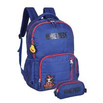 Kit Mochila One Piece Costas E Estojo Triplo Passeio Viagem Cor:Azul Kit Mochila One Piece Costas E Estojo Triplo Passeio Viagem Cor:Azul
