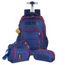 Kit Mochila One Piece de Rodinhas Lancheira E Estojo Triplo Kit Mochila One Piece de Rodinhas Lancheira E Estojo Triplo