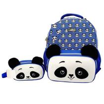 Kit Mochila Orelha Panda+Estojo Pelúcia Vozz Pompom M4206