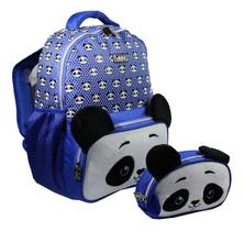 Kit Mochila Panda Infantil Feminina Costas Estojo M42046 Azul