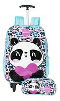 Kit Mochila Panda Infantil Feminina Rodinhas Escolar Estojo Kit Mochila Panda Infantil Feminina Rodinhas Escolar Estojo