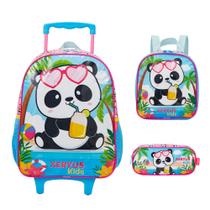 Kit Mochila Panda Xeryus - Mala c/ rodas (13650) Lancheira (13654) Estojo simples (13655)