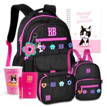Kit Mochila Passeio Flores Rebecca Bonbon Estojo Lancheira