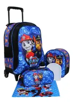 Kit Mochila Patrulha Canina Infantil Masculina Rodinhas Aula