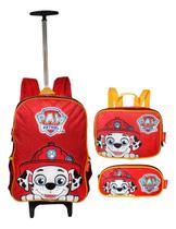 Kit Mochila Patrulha Canina Infantil Masculina Rodinhas T3