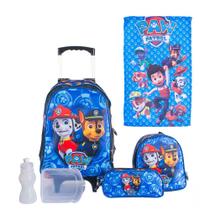 Kit Mochila Patrulha Canina + Lancheira + Estojo Menino De Rodinhas Infantil Escolar