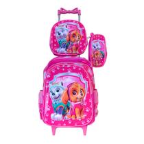 Kit Mochila Patrulha Canina Skye Feminina com Rodinhas + Lancheira Térmica + Estojo Escolar