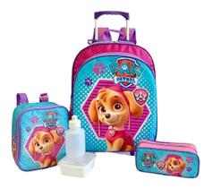 Kit Mochila Patrulha Canina Skye Rodinhas Tam G Glitter F5