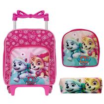 Kit Mochila Pequena Escolar Infantil Patrulha Canina Rosa