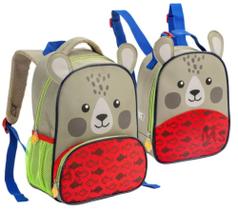 kit Mochila Pequena Infantil E Lancheira P Animais Safari Kid Super Fofo