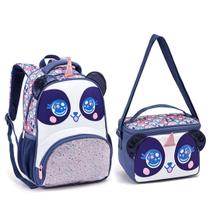 Kit Mochila Pequena Infantil Menina E Lancheira Gata/Panda Premium Fofa