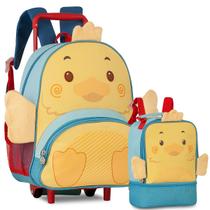 Kit Mochila Pets Infantil Feminina Carrinho Animais de Rodinhas Zoo Bichinhos