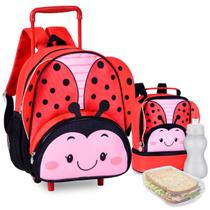 Kit Mochila Pets Infantil Feminina Carrinho Animais de Rodinhas Zoo Bichinhos