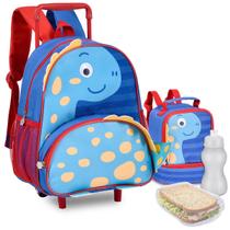 Kit Mochila Pets Infantil Feminina Carrinho Animais Rodinha