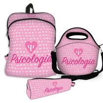 Kit Mochila Plus + Lancheira + Estojo com alça - ISOPRENE - Psicologia Rosa