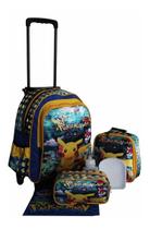 Kit Mochila Pokemon Go Pikachu Infantil Masculina Rodinhas