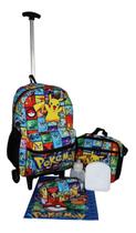 Kit Mochila Pokemon Infantil Juvenil Aulas Rodinhas
