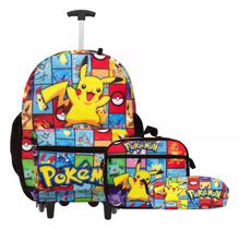 Kit Mochila Pokemon Juvenil Infantil Rodinhas Escolar