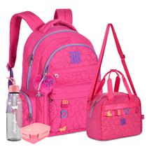Kit Mochila Pompom e Lancheira Soft Rebecca Bonbon Chaveiro