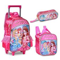 Kit Mochila Pricesas Infantil Rodinha Lancheira Estojo Kit Mochila Pricesas Infantil Rodinha Lancheira Estojo