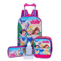 Kit Mochila Princesas Com Rodinha Infantil Femenino + Estojo