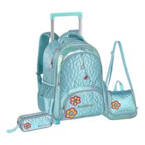 Kit Mochila Princesas Escolar Feminino Com Rodinhas