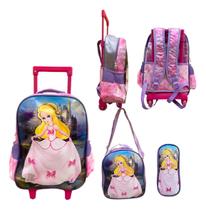 Kit Mochila Princesas Lancheira Estojo Escolar Infantil