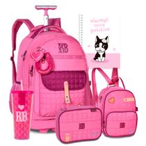 Kit Mochila RB Costas Rodinha Chaveiro Estojo Lancheira