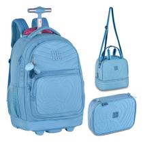 Kit Mochila Rb Estojo Lancheira Rodinha Rebecca Bonbon