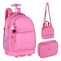 Kit Mochila Rb Estojo Lancheira Rodinha Rebecca Bonbon