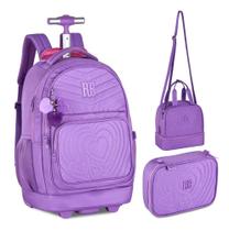 Kit Mochila Rb Estojo Lancheira Rodinha Rebecca Bonbon