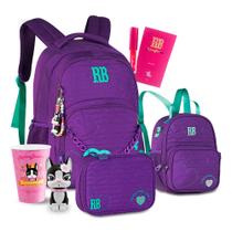 Kit Mochila RB Metalizado Costas Estojo Lancheira Térmica