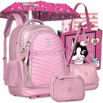 Kit Mochila Rb Rebecca Bonbon Escolar Carrinho Rodinha de Carrinho