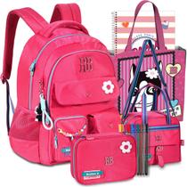 Kit Mochila RB Rebecca Bonbon Escolar Feminina Lancheira e Estojo