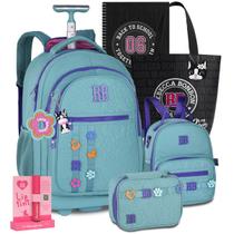 Kit Mochila Rb Rebecca Bonbon Lancheira Estojo Rodinha Carrinho Resistente