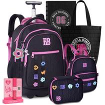 Kit Mochila Rb Rebecca Bonbon Rodinha Carrinho Estojo Lancheira Escolar
