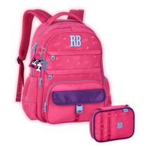 Kit Mochila Rebecca Bonbon Costas Meninas E Estojo Box Kids Cor:Rosa