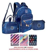 Kit Mochila Rebecca Bonbon Jeans Costas Completo 01 Caderno Azul Rebbeca Bonbon