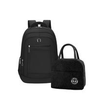 Kit Mochila Reforçada Casual Notebook Alça Costa Confortável Acolchoada Trabalho Escolar Bolsa Térmica Média Lancheira Bebida