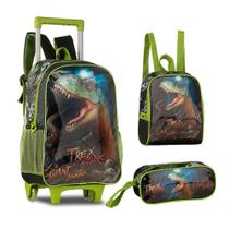 Kit Mochila Roda Escolar T-Rex Original Clio