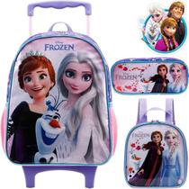 Kit Mochila Roda Lancheira Estojo Escolar Infantil Feminina Disney Frozen Holográfico Princesa do Gelo Xeryus Kit Mochila Roda Lancheira Estojo Escolar Infantil Feminina Disney Frozen Holográfico Princesa do Gelo Xeryus